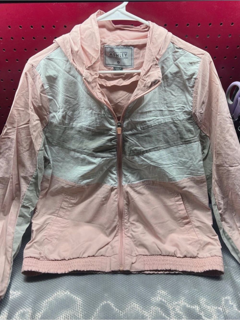 Ashley By 26 International Pink and Light Gray Windbreaker Jacket